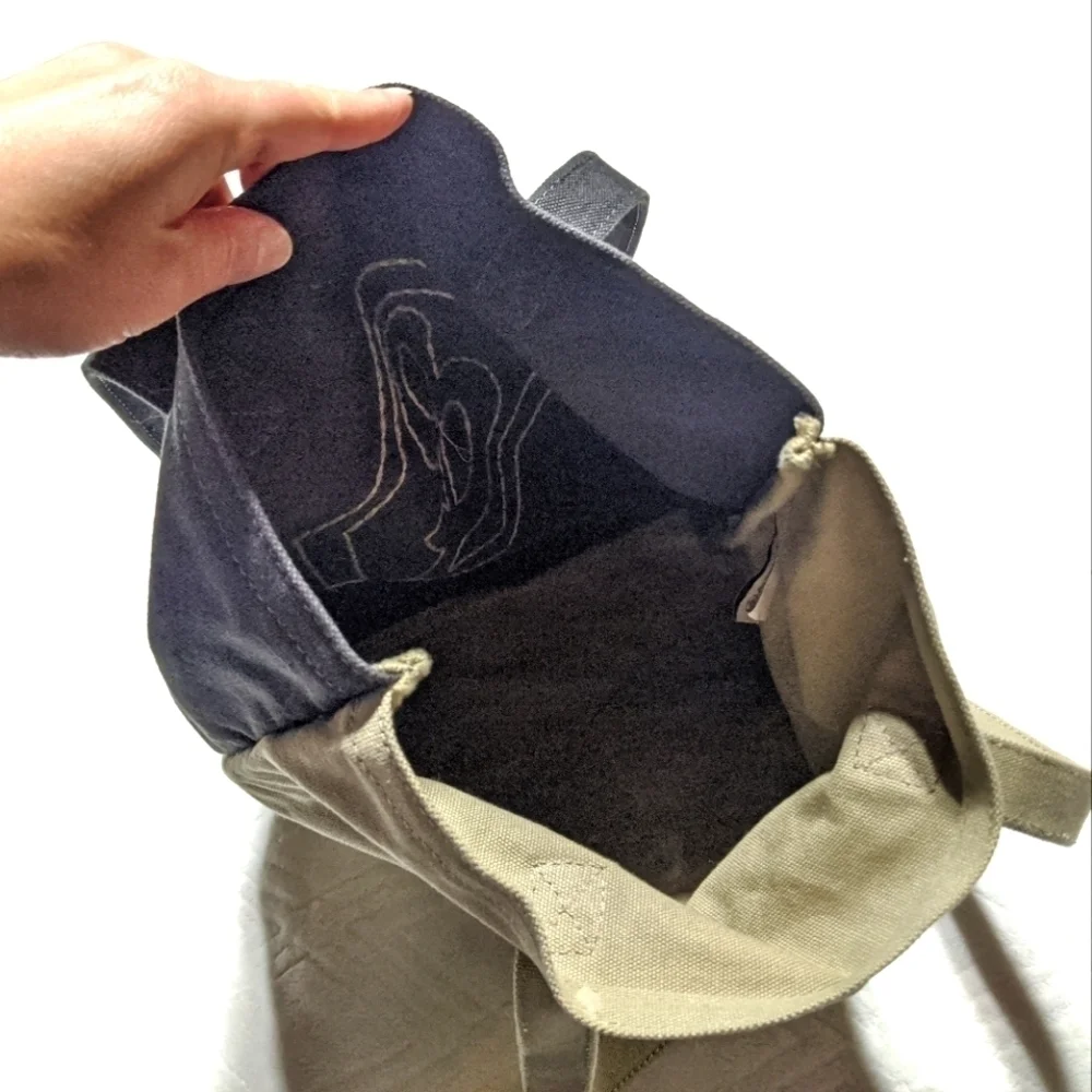 Alternative Stitched Canvas Tote Bag, Charcoal Khaki, 16x14